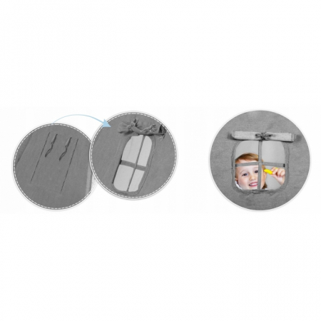 Cort de joaca pentru copii cu ghirlanda, salteluta si 3 pernite Nukido 116 x 116 x 165 cm - Gri [8]