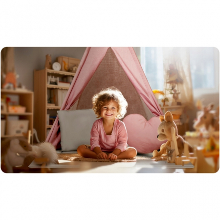 Cort de joaca pentru copii cu ghirlanda si 2 pernite Nukido 116 x 116 x 165 cm - Roz [1]