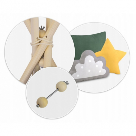 Cort de joaca pentru copii cu ghirlanda si 3 pernite Nukido 116 x 116 x 165 cm - Verde [6]