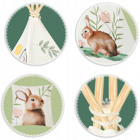 Cort de joaca pentru copii cu o pernita Nukido 114 x 114 x 165 cm - Bej [4]