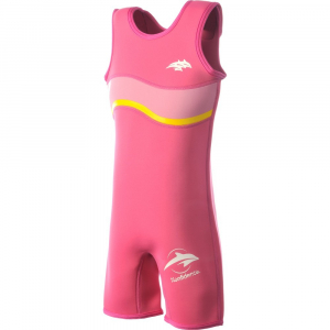 Articole de plaja - Costum inot copii din neopren Warma Wetsuit Pink 2-3 ani - Konfidence