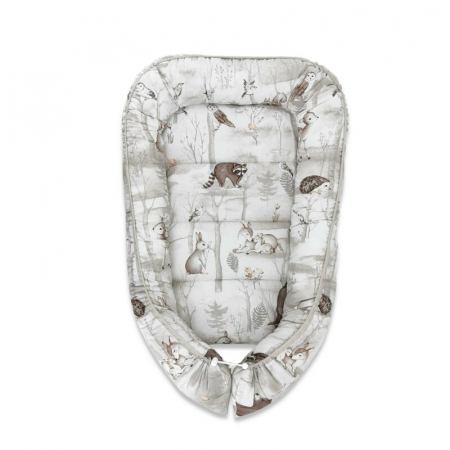 Perne copii si mamici - Cosulet bebelus MimiNu Baby Cocoon 75x55 cm Woodland