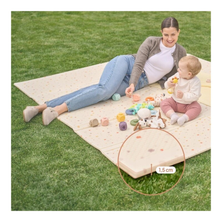 Covoras educativ, Lionelo, Zora, Din spuma XPE non-toxica, Cu doua fete, Suprafata antiderapanta, Dimensiune mare, 180x200 cm, Grosime 1.5 cm, Pliabil, Include geanta pentru transport, Bej [17]