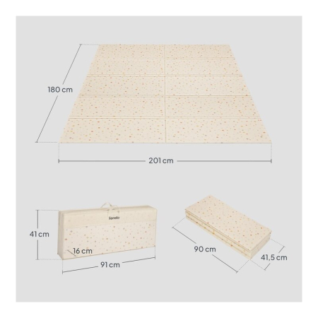 Covoras educativ, Lionelo, Zora, Din spuma XPE non-toxica, Cu doua fete, Suprafata antiderapanta, Dimensiune mare, 180x200 cm, Grosime 1.5 cm, Pliabil, Include geanta pentru transport, Bej [20]