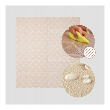 Covoras educativ, Lionelo, Zora, Din spuma XPE non-toxica, Cu doua fete, Suprafata antiderapanta, Dimensiune mare, 180x200 cm, Grosime 1.5 cm, Pliabil, Include geanta pentru transport, Bej [15]