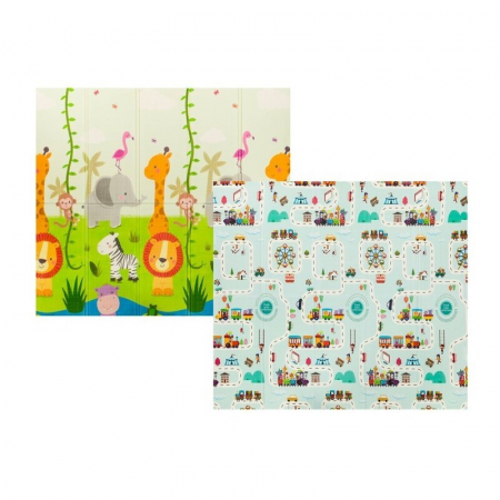 Covoras educativ Robby, Pliabil, Impermeabil, 200 x 180 cm, cu Imprimeu pe ambele parti, Multicolor - Lionelo [2]