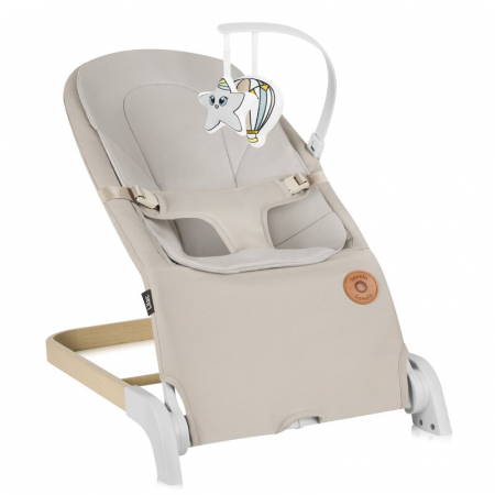 Leagane & balansoare & sezlonguri - Fotoliu balansoar Lionelo Lilac cu arcada cu jucarii Ergonomic Reglare spatar in 3 pozitii Pernuta moale invelita in tesatura de bambus Pliabil 0-6 luni Bej