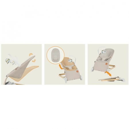 Fotoliu balansoar Lionelo Lilac cu arcada cu jucarii Ergonomic Reglare spatar in 3 pozitii Pernuta moale invelita in tesatura de bambus Pliabil 0-6 luni Bej [17]