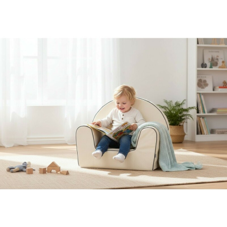 Fotoliu din burete, Bubaba, Bunny, pentru copii, 9 luni-5 ani, White [1]