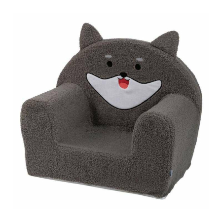 Fotolii copii - Fotoliu din burete, Bubaba, Dog, pentru copii, 43 x 47 x 34 cm, 9 luni-5 ani, Grey