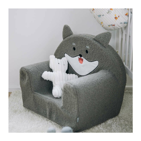 Fotoliu din burete, Bubaba, Dog, pentru copii, 43 x 47 x 34 cm, 9 luni-5 ani, Grey [3]