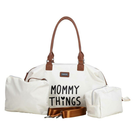 Genti mamici - Geanta mamici, FreeON, Mommy things, Spatioasa si practica, cu multiple buzunare, Include si 2 genti mai mici, Beige