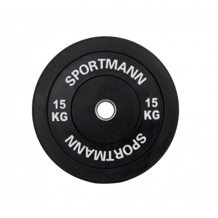 Aparate fitness - Greutate Cauciuc Bumper Plate SPORTMANN - 15 kg / 51 mm - Negru