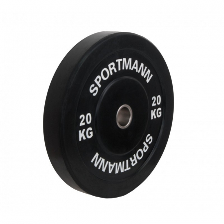Greutate Cauciuc Bumper Plate SPORTMANN - 20 kg / 51 mm - Negru [1]