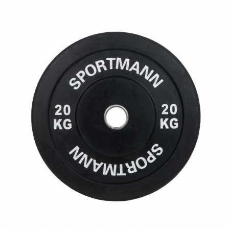 Bare - Discuri - Greutati - Greutate Cauciuc Bumper Plate SPORTMANN - 20 kg / 51 mm - Negru