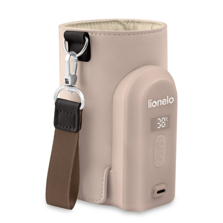 Incalzitoare si sterilizatoare biberoane bebe - Incalzitor biberoane, Lionelo, ThermUp Go Evo, Portabil, Cu 5 niveluri de incalzire, Cu buton Safety Control, Mentinere caldura pana la 9h, Incarcare USB, Bej inchis