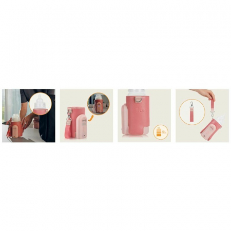 Incalzitor biberoane Lionelo ThermUp Go Evo Portabil cu 5 niveluri de incalzire Roz [10]