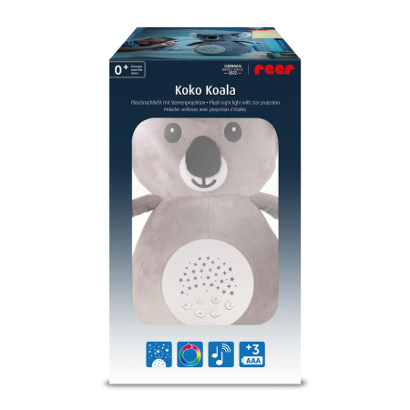 Jucarie din plus Koko Koala, lampa de veghe si proiector de stele cu muzica, senzor inteligent de plans, 0+ luni, Reer 52431 [1]