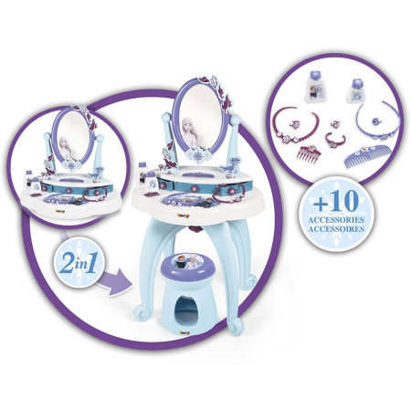 Jucarie Smoby Masuta de machiaj Frozen Hairdresser 2 in 1 [2]