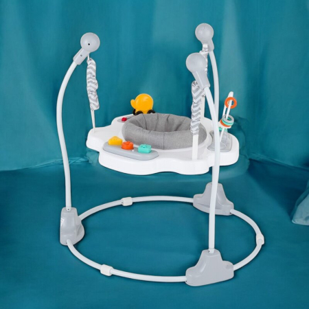 Jumper interactiv, Feedo, Pliabil, cu scaun rotativ 360 grade, cu panou de activitati, Pana la 25 kg,, 83x83x86 cm,6 luni+, Multicolor [6]