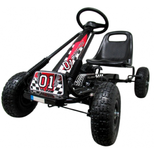 Karturi si masinute cu pedale - Kart cu pedale Gokart, 3-7 ani, roti gonflabile, G1 R-Sport - Negru