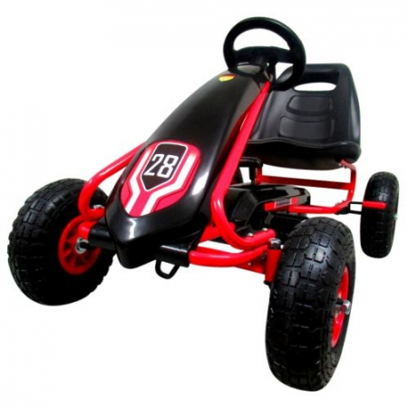 Karturi si masinute cu pedale - Kart cu pedale Gokart, 3-7 ani, roti gonflabile, G4 R-Sport - Negru