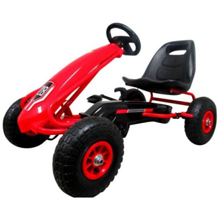 Karturi si masinute cu pedale - Kart cu pedale Gokart, 3-7 ani, roti gonflabile, G4 R-Sport - Rosu