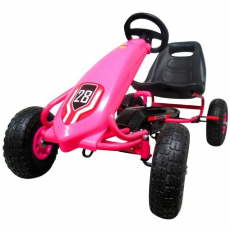 Karturi si masinute cu pedale - Kart cu pedale Gokart, 3-7 ani, roti gonflabile, G4 R-Sport - Roz