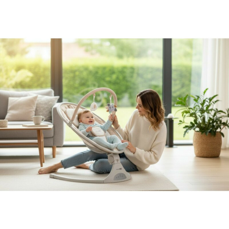 Leagan balansoar, FreeOn, Elite, cu 12 melodii, 5 viteze de balansare si 3 pozitii de reglare a spatarului, Beige [20]