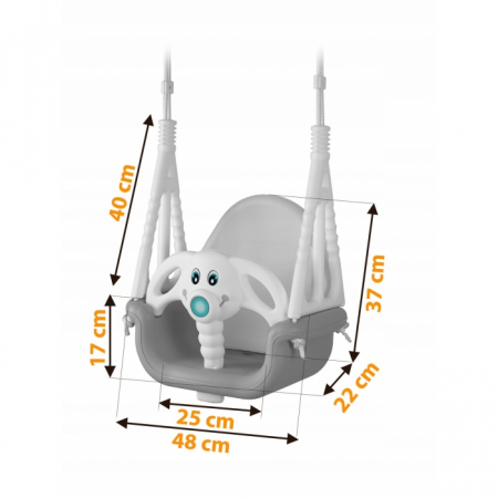 Leagan de gradina Ricokids Elefant 770200 - Gri cu alb [3]