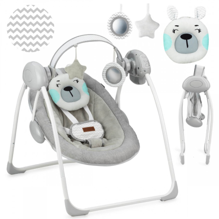 Leagan pentru bebelusi MoMi LISS Bear Gri/Turcoaz [1]