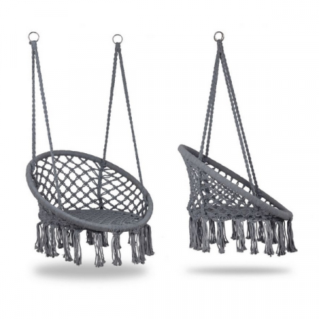 Leagan suspendat pentru interior/exterior, cu spatar, cuib de barza, gri, GW-076 [7]