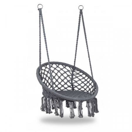 Leagane & balansoare & sezlonguri - Leagan suspendat pentru interior/exterior, cu spatar, cuib de barza, gri, GW-076