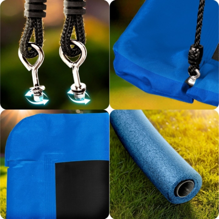 Leagan tip cuib pentru copii, dreptunghiular XXL, 110 x 70 cm, 150 kg, Neo-Sport 110500, Albastru [4]