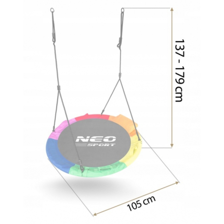 Leagan tip cuib pentru copii XXL, 100 cm, 150 kg, Neo-Sport 1085, Multicolor [7]