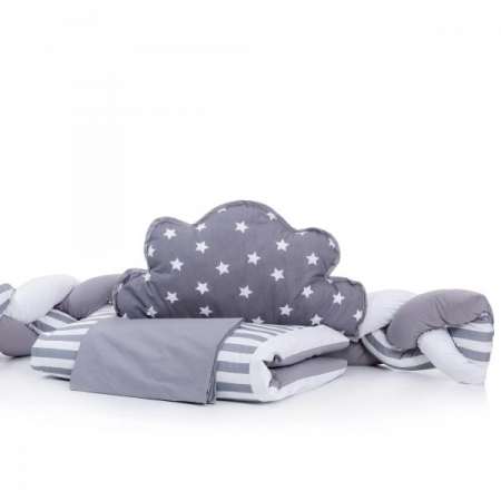Lenjerie MyKids 6 piese Gray-White fara baldachin 120x60 cm [4]