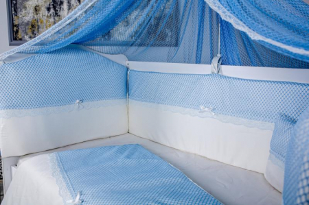 Lenjerie MyKids 9 piese White-Blue fara baldachin 120x60 cm [2]
