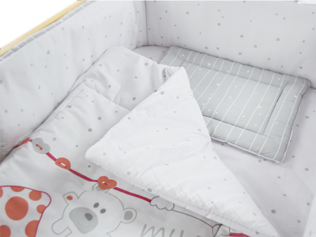 Lenjerie MyKids My Zoo Rosu 4+1 Piese 120x60 cm [2]