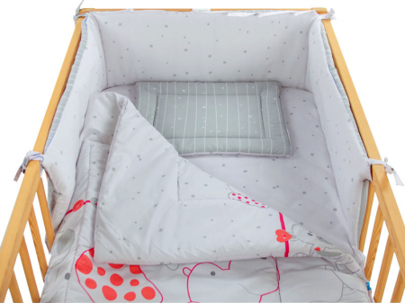 Lenjerie MyKids My Zoo Rosu 4+1 Piese 120x60 cm [6]