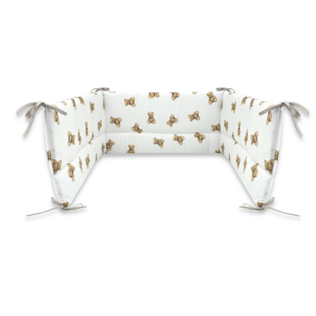 Lenjerie patut 3 piese, Qmini, pentru patut 120x60 cm, cu protectie laterala, din bumbac, Teddy Toys [2]