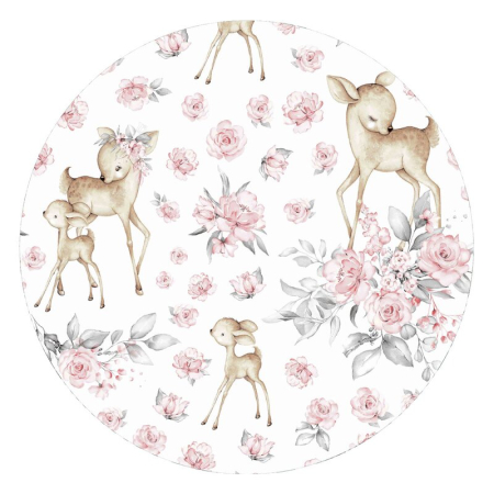 Lenjerie patut cu 5 piese, MimiNu, Cu cearceaf 120x60 cm, Pilota, Pernuta, 2 aparatori, Din bumbac certificat Oeko Tex Standard 100, Sweet Deer Pink [6]