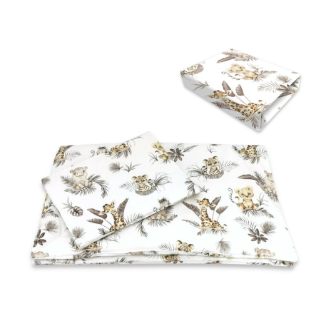 Lenjerie patut cu 5 piese, MimiNu, cu cearceaf 120x60 cm, Pilota, Pernuta, 2 aparatori, din bumbac, Savanna [3]