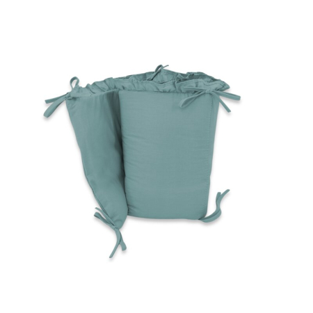 Lenjerie patut cu 5 piese, MimiNu, pentru patut 120x60 cm, cu volanase, cu pilota si perna, din bumbac, Colectia Royal, Nepal Green [4]