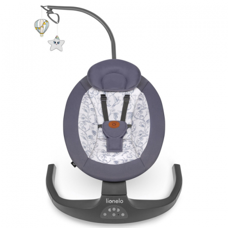Lionelo - Balansoar si sezlong copii Ralf 2 in 1 Electric cu telecomanda si cablu USB Gri Grafit [3]