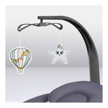 Lionelo - Balansoar si sezlong copii Ralf 2 in 1 Electric cu telecomanda si cablu USB Gri Grafit [10]