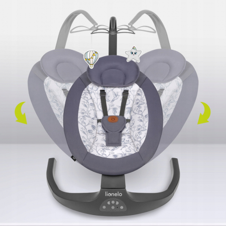 Lionelo - Balansoar si sezlong copii Ralf 2 in 1 Electric cu telecomanda si cablu USB Gri Grafit [2]