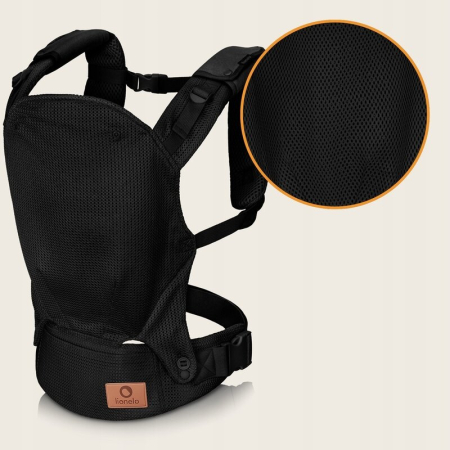 Marsupiu ergonomic, Lionelo, Margareet Air, 3 pozitii de purtare, 4 luni+, Pana la 20 Kg, Material respirabil 3D Air Mesh, Catarama dubla de siguranta, Negru [11]