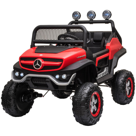 Masinute si motociclete electrice - Masinuta electrica Chipolino OffRoad Mercedes Unimog cu scaun din piele si roti EVA red