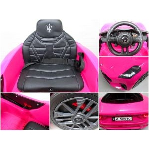 Masinuta electrica cu telecomanda MASERATI GranTurismo, 99x59.5x44 cm, varsta 1-4 ani, roti EVA, scaun din piele ECO, putere 90W - Roz [6]