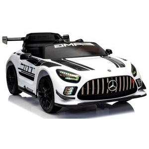 Masinuta electrica cu telecomanda MERCEDES GT3 EVO, 114x69x45 cm, varsta 1-5 ani, roti EVA, scaun din piele ECO, putere 90W - Alb [2]